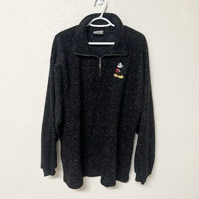 Walt Disney World 1/4 Zíper Suéter Acrílico Speckle Mickey Mouse Masculino Tamanho XL - Imagem 1 de 4