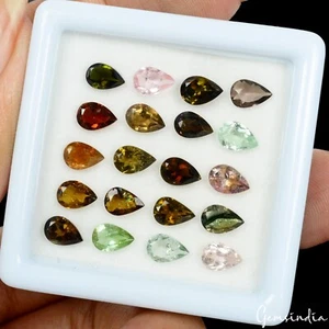 7.80 Cts/20 Pcs Natural Multi-Color Tourmaline Pear Cut Loose Gems For Jewelry - Picture 1 of 4