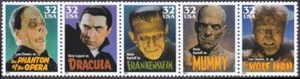 Classic Movie Monsters 1996 Vintage US MINT NH Strip of 5 Stamp set MNH 3168-72 - Picture 1 of 1