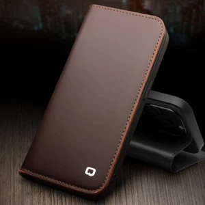 QIALINO Genuine Leather Flip Wallet Book Case Cover f iPhone 14 15 16 17 Pro Max - Picture 1 of 26