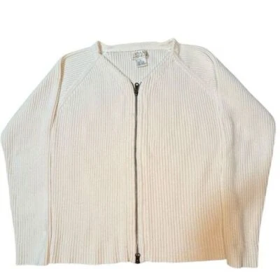 Cárdigan Ryan Michael Vintage 100% Algodón Cremallera Ajustado Suéter Pequeña Mancha Talla XL Foto 1 de 4