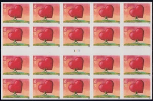 US 4270a 2008 Corazón de San Valentín como nuevo folleto panel de 20 placas número V1111 - Imagen 1 de 2