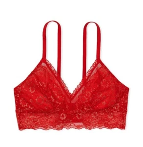 NWT (Curvy M) Victoria Secret- Curvy Posey Lace- Wireless Bralette- Lipstick Red - Picture 1 of 2