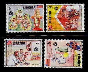 LIBERIA  SCOTT#1071-1074 MNH UNITED NATIONS CHILDREN TOPIC - Picture 1 of 1
