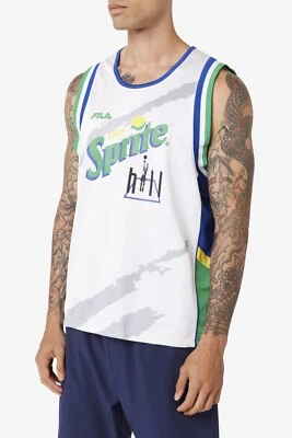 FILA Grant Hill x Sprite Mens Retro Basketball Tank Jersey Size L White LM13C364 - Image 1 of 4