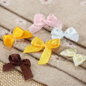 100pcs Satin Ribbon Flowers Bows Sewing Wedding Appliques Hair Decorations DIY - Picture 1 of 10