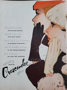 1956 Mujer Crescendoe Guantes Cherchez Look Rene Gruau Arte Vintage Anuncio - Imagen 1 de 1
