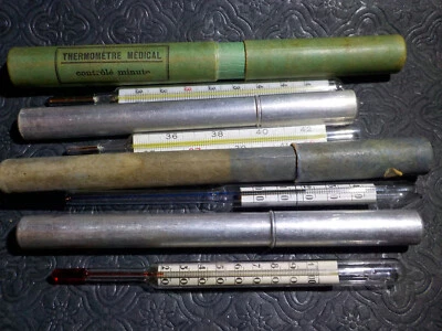 4 anciens thermomètres 2 médical / Labo / Pharmacie / cabinet de curiosité - A17 - Photo 1/4