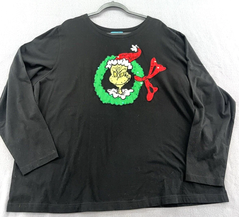 Michael Simon Shirt Womens Size 3X Black Grinch Tunic With Sequin by Dr.Seuss - Image 1 of 4