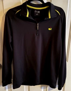 Authentic Augusta Masters Tech Long Sleeve Pullover Black Yellow Mens Small S - Picture 1 of 4