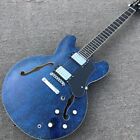 Guitar Factory Blue 6-String Electric Guitar With f-Holes Chrome Hardware