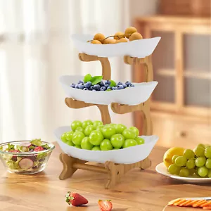 3-Tier Fruit Bowl Serving Bowls with Stand Snack Dessert Cake Tray Plate Rack - Picture 1 of 24