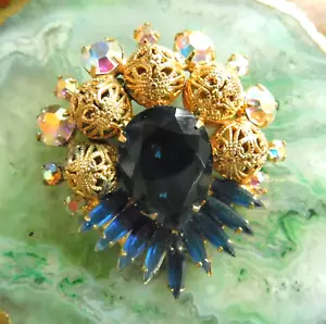 Broche JULIANA D&E ZAFIRO AZUL Y DIAMANTES DE IMITACIÓN A/B y FILAGRANA / FABULOSO DISEÑO - Imagen 1 de 10