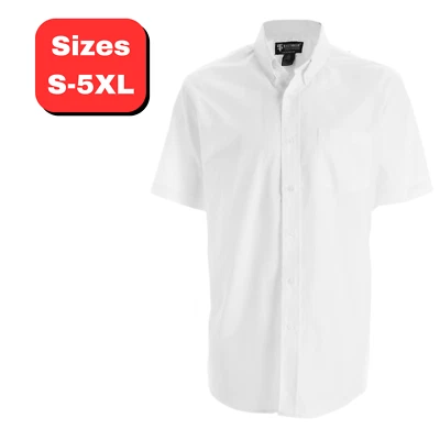 TOTALMENTE NUEVO Camisa de Vestir Oxford de Lujo con Botones Manga Corta Cuello Blanca Foto 1 de 2