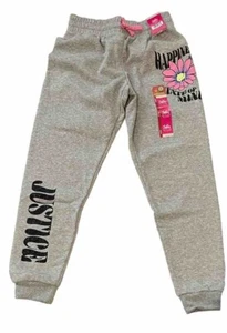 Justice Gray Fleece Jogger Sweatpants Pants Girls Medium 10 NWT NEW - Picture 1 of 12
