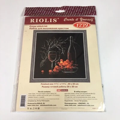 Kit de punto de cruz contado RIOLIS 11,75"X11,75"-naturaleza muerta con artesanía de vino tinto Foto 1 de 4