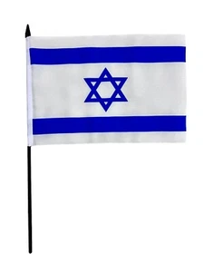 ISRAEL 9x6 inch 22cm x 15cm MEDIUM HAND WAVING FLAG 32cm pole - Picture 1 of 1