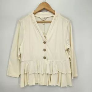 New Sundance Womens Layered Ruffles Peplum Cardigan Sweater Cream Size Large - Picture 1 of 3