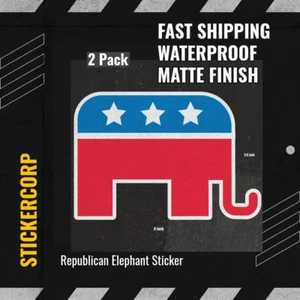 Republican Elephant Sticker Die Cut Decal Self Adhesive Vinyl Republic - 2 Pack - Bild 1 von 1