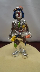 MARCELLO GIORGIO Clown EMPTY POCKETS Statue  Silver Metalic ITALY ARGENTA - Picture 1 of 8