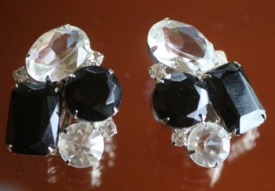 复古:* Juliana-STYLE PAT。 NO 2733471 黑透明宝石艺术装饰耳环 *: — 第 1/4 张图片