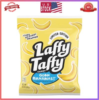Laffy Taffy Mini Bar Bag, Banana Chewy Candy Treats, Fun-Sized 3.5 oz Pack