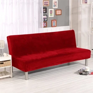 Thick Plush Futon Cover Stretch Armless Sofa Bed Slipcover Soft Couch Sofa Cover - Picture 1 of 6