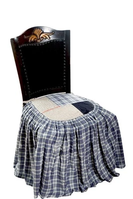 Ewa i Walla Vintage Lagenlook Chair Cover Cotton Plaid Printed Gather NEW 44539 - Image 1 of 4