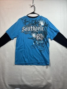 Vintage Y2K South Pole T-Shirt - Jugend Größe 16-18 blau und schwarz 100 Baumwolle - Bild 1 von 11