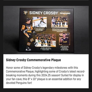 Sidney Crosby Milestones Plaque - 2025 Pittsburgh Penguins Charity Bag - Picture 1 of 1