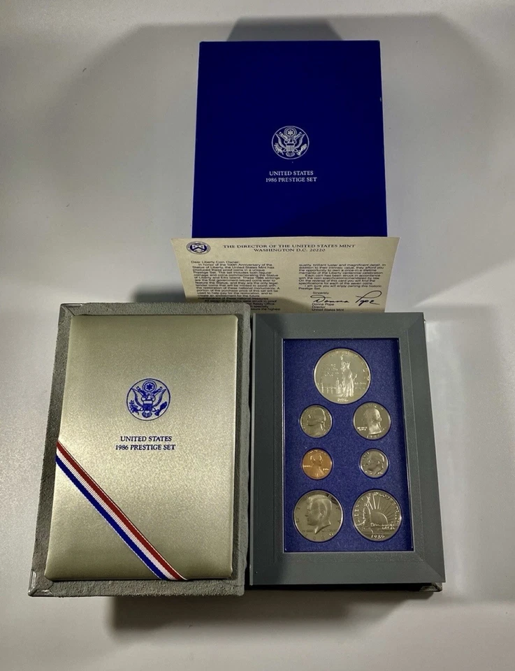 1986 United States Mint Liberty Prestige 7 Proof Coin Set with Box & COA - Image 1 of 4
