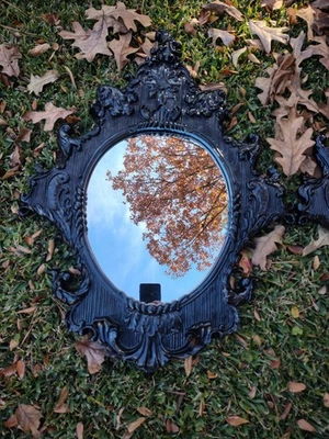 Vintage Ornate Oval Wall Mirror Floral Frame 26.5 X 20" Heavy Victorian Style - Image 1 of 2