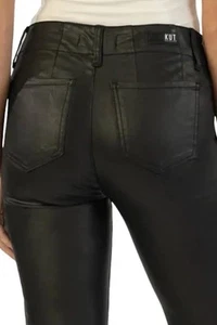 Kut From The Kloth Mid Rise Reese Ankle Straight Black Coated Jeans NWT 14 - Picture 1 of 9