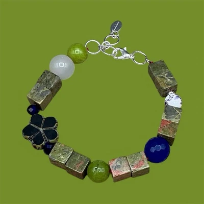 Pulsera Artesana Haobalabu Floral Unakite Ajustable Foto 1 de 3