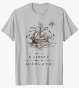Jimmy Buffett A Pirate Looks At 40 Light Gray Adult LRG Shirt NWT FREE FAST S&H - Picture 1 of 4