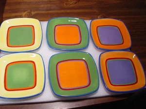 Vintage Dansk Caribe handbemalt quadratisch Sauce Dip Dessertschale 6er Set - Bild 1 von 5