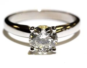 GIA certified 14k white gold 1.27ct round diamond solitaire engagement ring 3.7g - Imagen 1 de 8