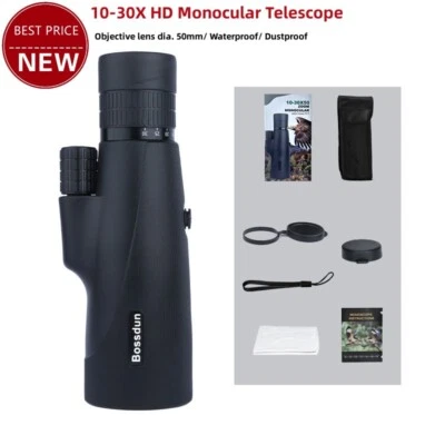 10-30X HD Monocular Telescope 22mm Eyepiece 50mm Objective Lens IP56 DT0035 - Image 1 of 4