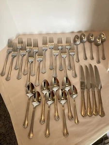 Pfaltzgraff 32 pcs. Capri Frost Stainless 18/0 Flatware Service for 4+ extra pcs - Picture 1 of 24