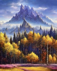 Mountain Landscape Bob Ross Style Art Print | Signed Ltd. Ed. Art Collectible - Picture 1 of 5