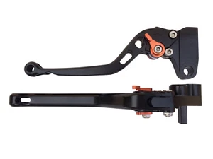 NEGRO NARANJA AERO LONG MOTO EMBRAGUE FRENO PALANCA para SUZUKI GSXR 1000 2017 L7 - Imagen 1 de 6