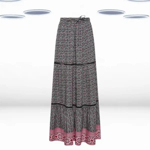 Ex Women's Tall Size Ditsy Floral Print Maxi Skirt in Black - Picture 1 of 5