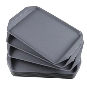 12-Pack Plastic Fast Food Trays Cafeteria Serving Tray Gray - Picture 1 of 7