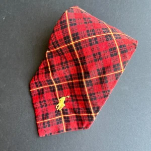 Vintage Polo Ralph Lauren 100% Cotton Plaid Tie USA Necktie Red Yellow Black - Picture 1 of 10