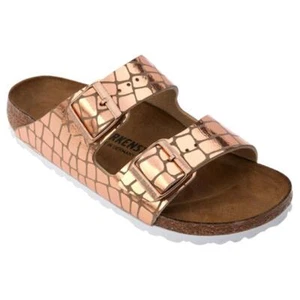 Birkenstock Arizona GATOR GLEAM Pantoletten SCHMALE Sandalen GRÖSSE WÄHLEN Kupfer/Gold - Bild 1 von 6