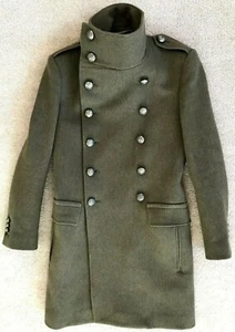 BALMAIN x H&M DOUBLE BREASTED WOOL MILITARY OLIVE COAT NWOT! 36R 46 - Picture 1 of 12