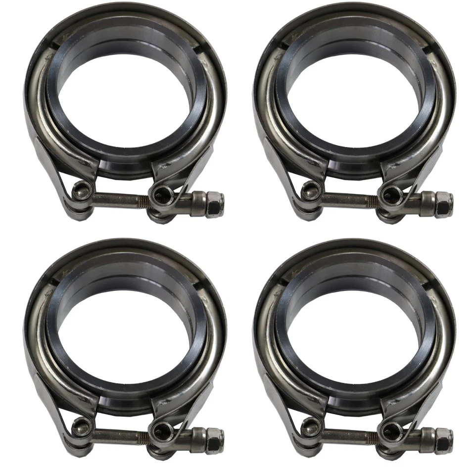 Kit de brida y abrazadera de banda en V de 2,5" de 4 piezas de acero inoxidable para tubos de escape turbo Foto 1 de 4
