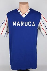Vintage Sand-Knit Men's Large "Maruca" #12 Blue Baseball Style Jersey Shirt USA