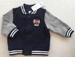 NWT Gymboree Tiny MVP 6-12 Months Navy Blue & Gray Varsity Football Jacket - Picture 1 of 1