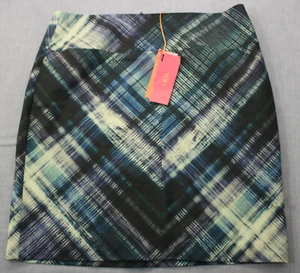 Lavia Womens Blue Plaid Striped Virgin Wool Skirt NWT Sz 50 14 Waist 36" $428 - Picture 1 of 3
